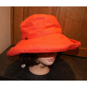 Scala Collezione Sun Hat Orange OS One Size Floppy Brim Packable Beach Summer